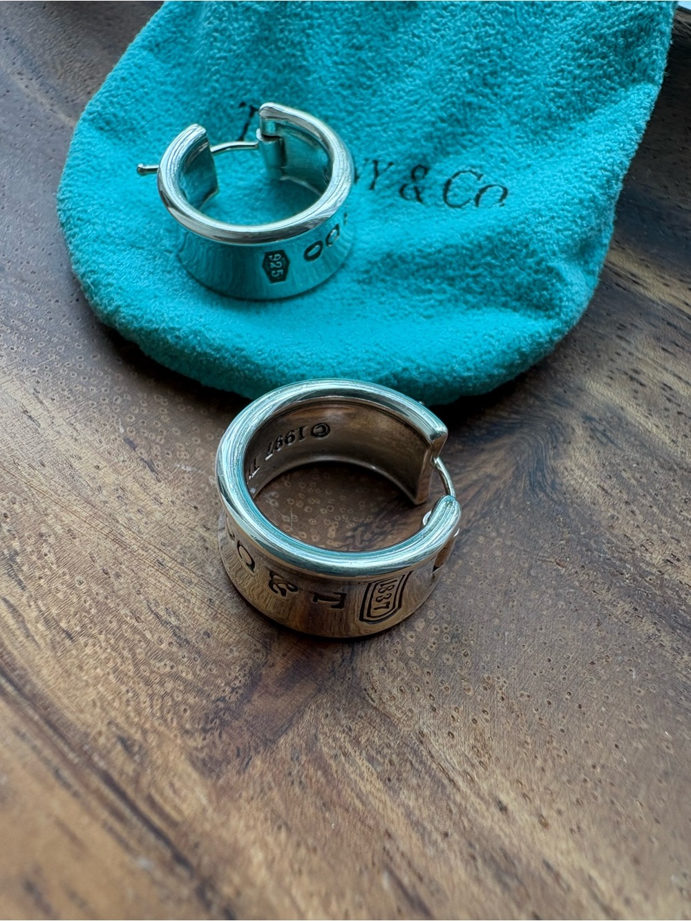 Tiffany & Co. Vintage 1837 Sterling Silver Hoop Earrings 925 - Picture 3 of 4
